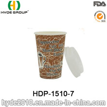 Único copo de papel descartável do café 12oz da parede com tampa (HDP-1510-7)